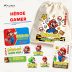 Héroe Gamer Clásico 🍄 - Etiquetas Escolares Premium Personalizadas