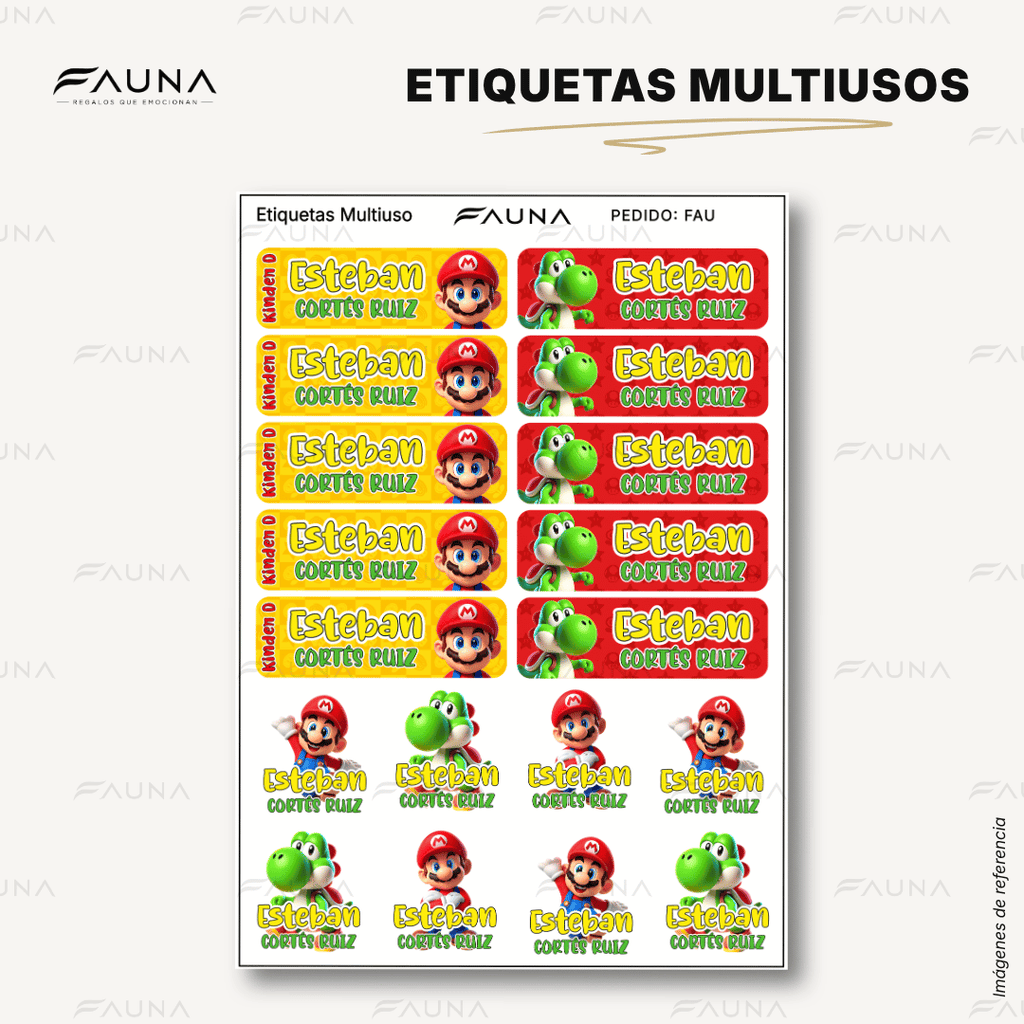 Héroe Gamer Clásico 🍄 - Etiquetas Escolares Premium Personalizadas