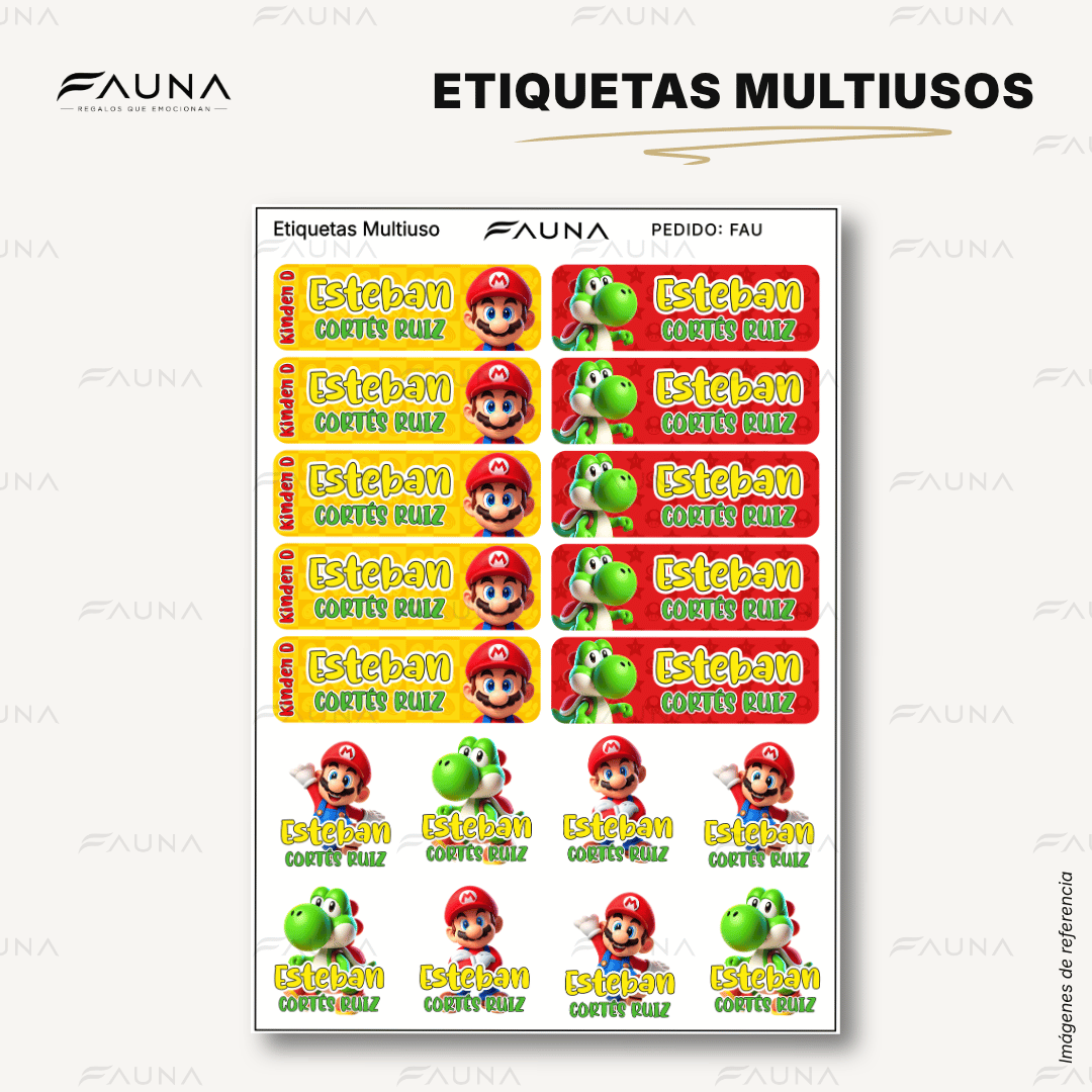 Héroe Gamer Clásico 🍄 - Etiquetas Escolares Premium Personalizadas