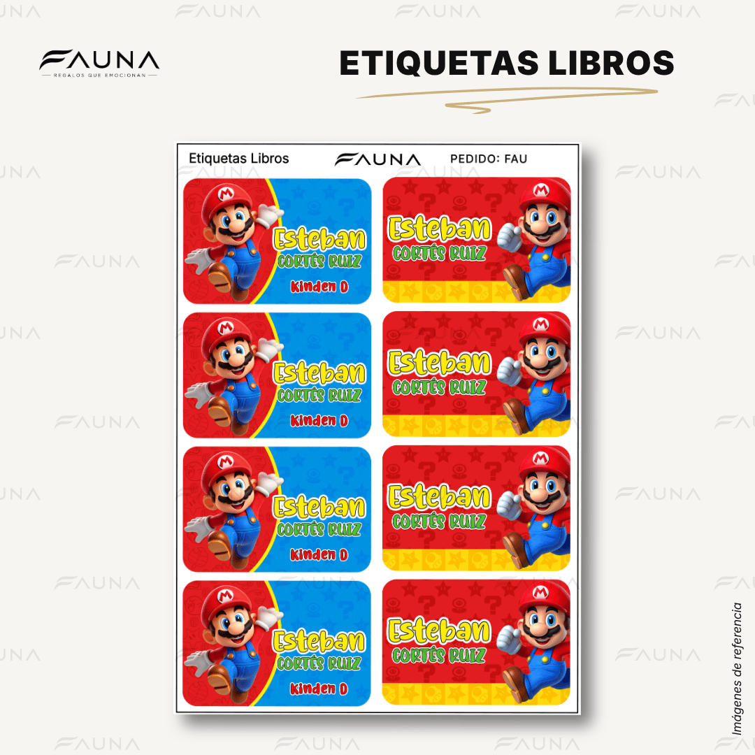 Héroe Gamer Clásico 🍄 - Etiquetas Escolares Premium Personalizadas