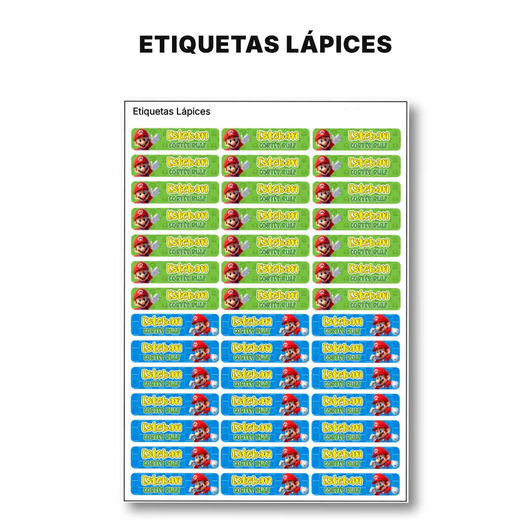 Héroe Gamer Clásico – Etiquetas Escolares Personalizadas
