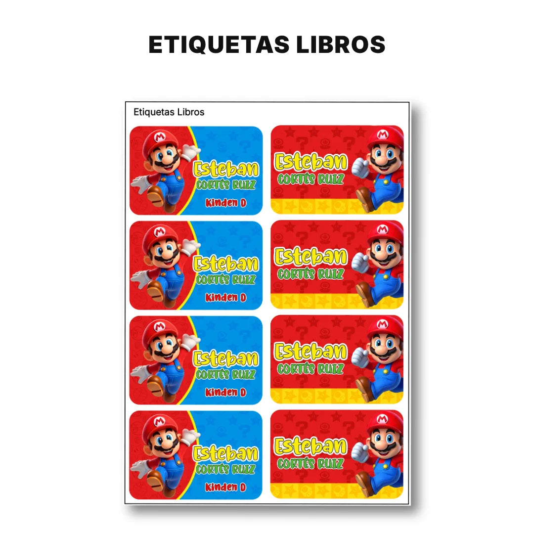 Héroe Gamer Clásico – Etiquetas Escolares Personalizadas