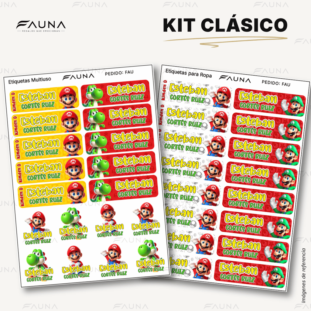 Héroe Gamer Clásico 🍄 - Etiquetas Escolares Premium Personalizadas