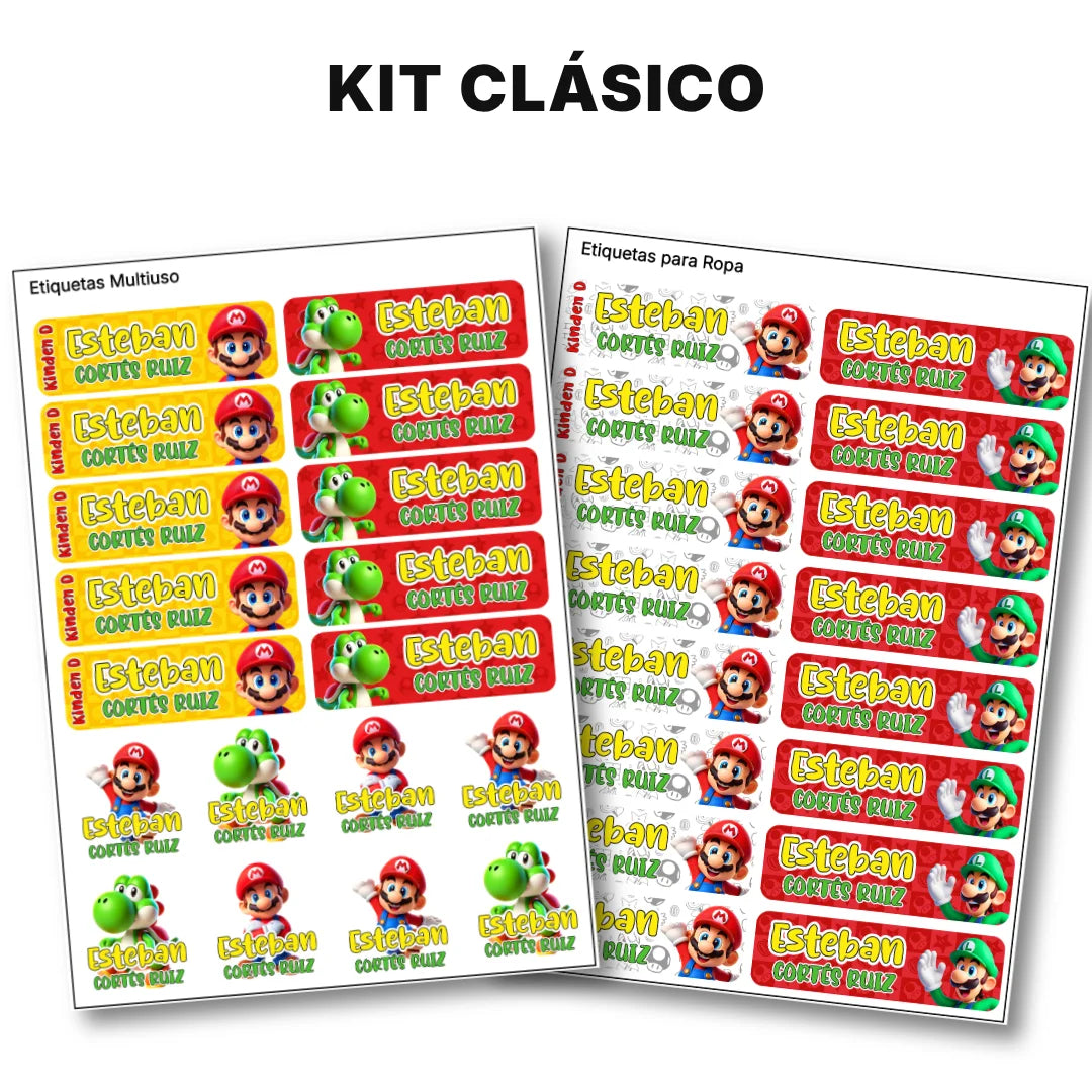 Héroe Gamer Clásico – Etiquetas Escolares Personalizadas