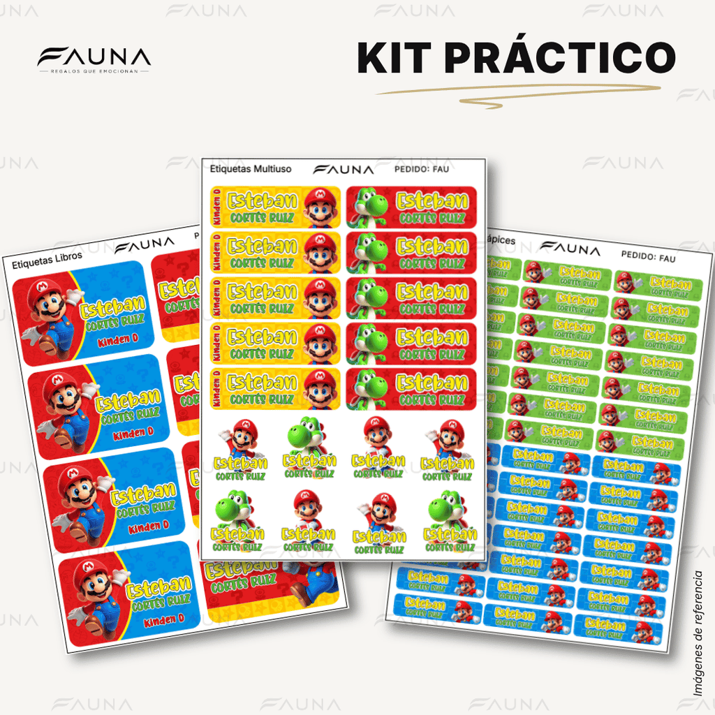 Héroe Gamer Clásico 🍄 - Etiquetas Escolares Premium Personalizadas