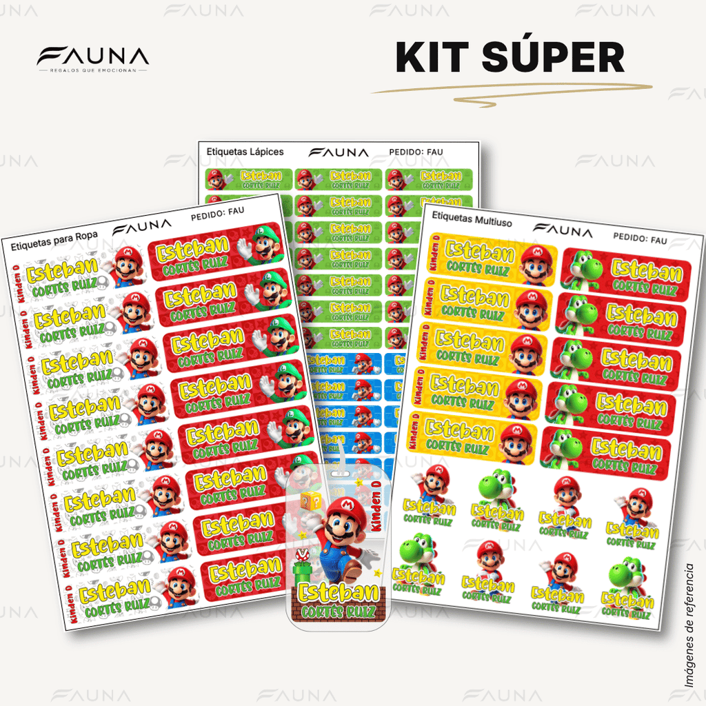 Héroe Gamer Clásico 🍄 - Etiquetas Escolares Premium Personalizadas