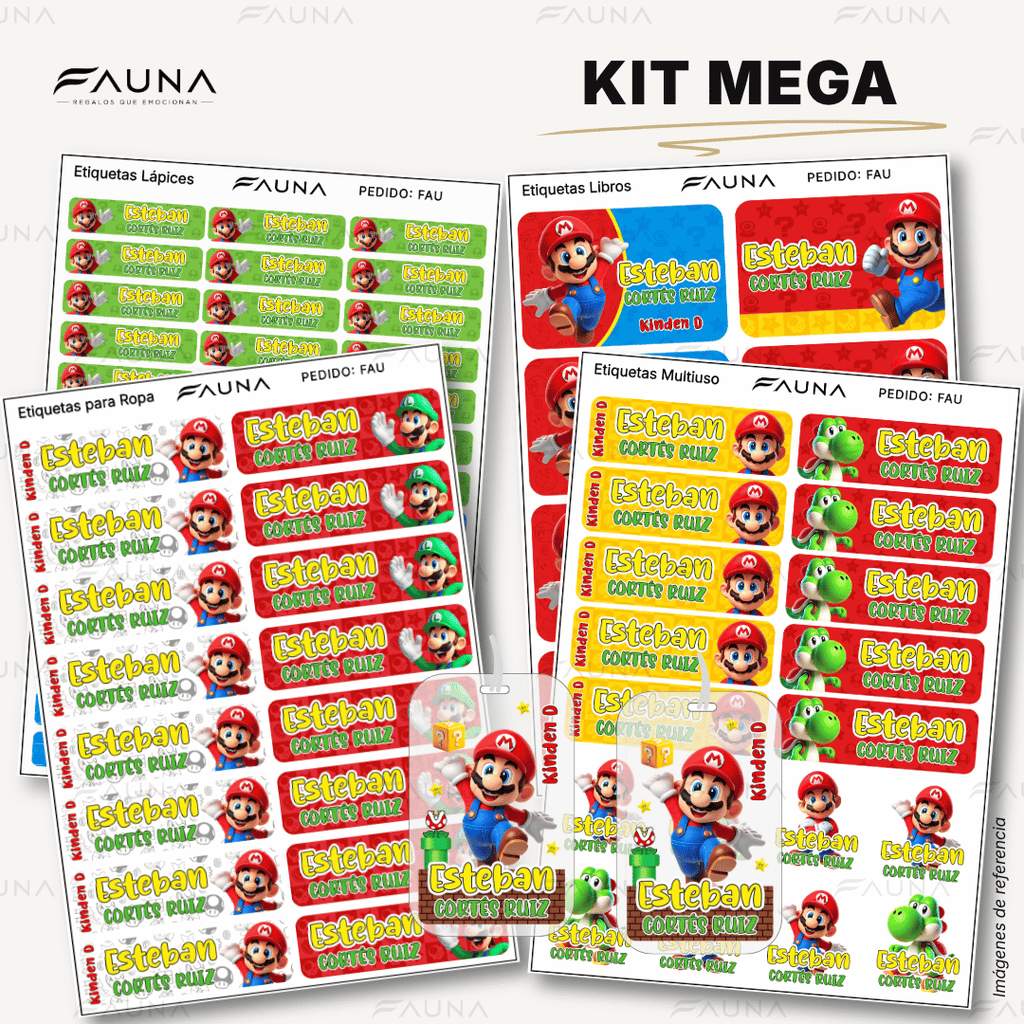 Héroe Gamer Clásico 🍄 - Etiquetas Escolares Premium Personalizadas