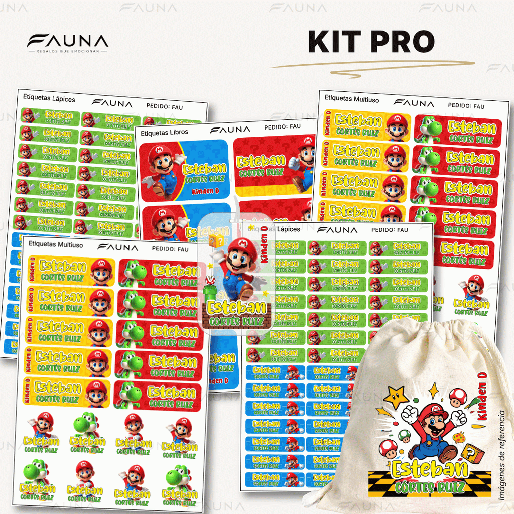 Héroe Gamer Clásico 🍄 - Etiquetas Escolares Premium Personalizadas