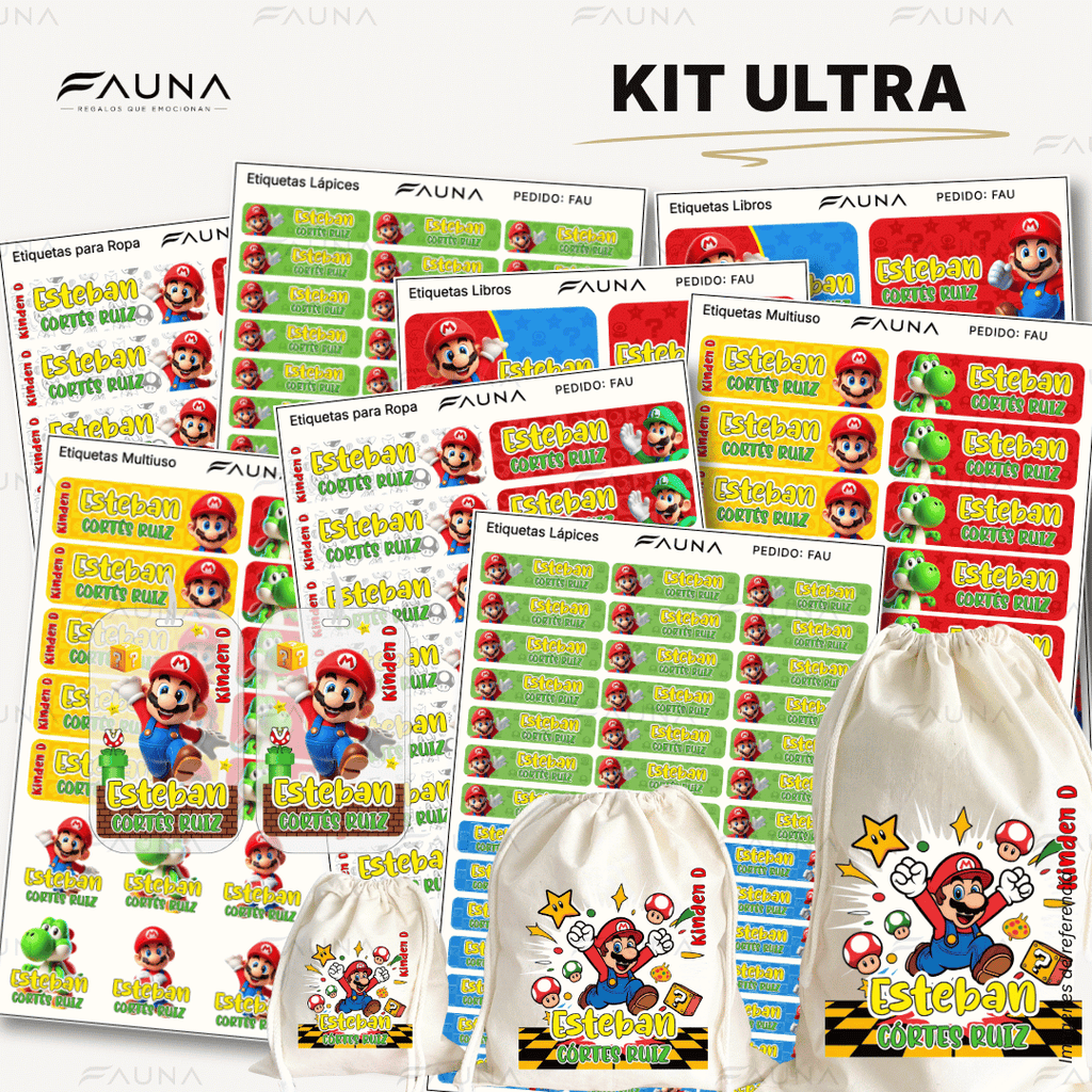 Héroe Gamer Clásico 🍄 - Etiquetas Escolares Premium Personalizadas