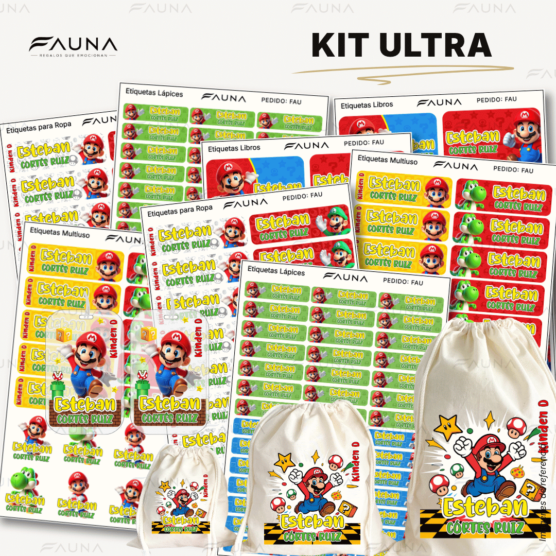 Héroe Gamer Clásico 🍄 - Etiquetas Escolares Premium Personalizadas
