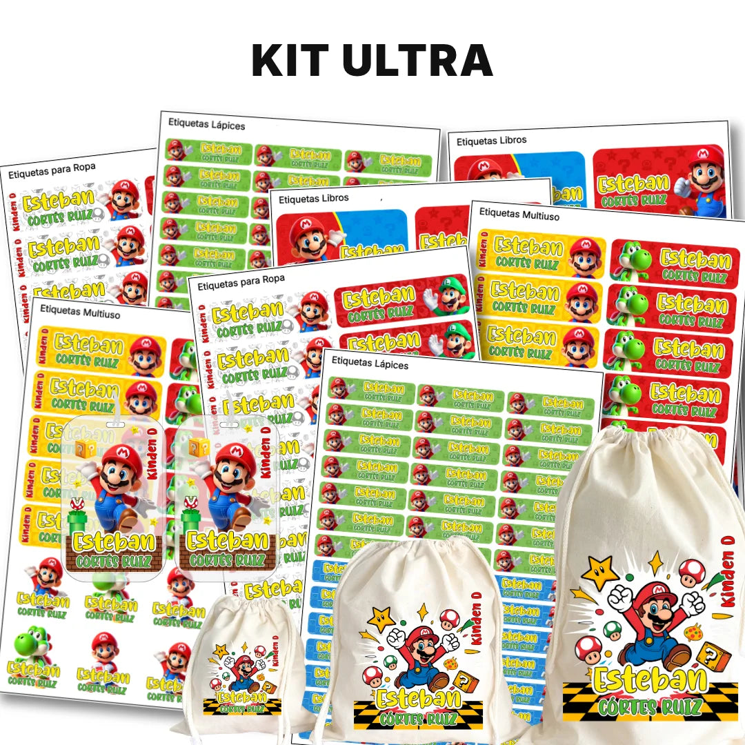 Héroe Gamer Clásico – Etiquetas Escolares Personalizadas