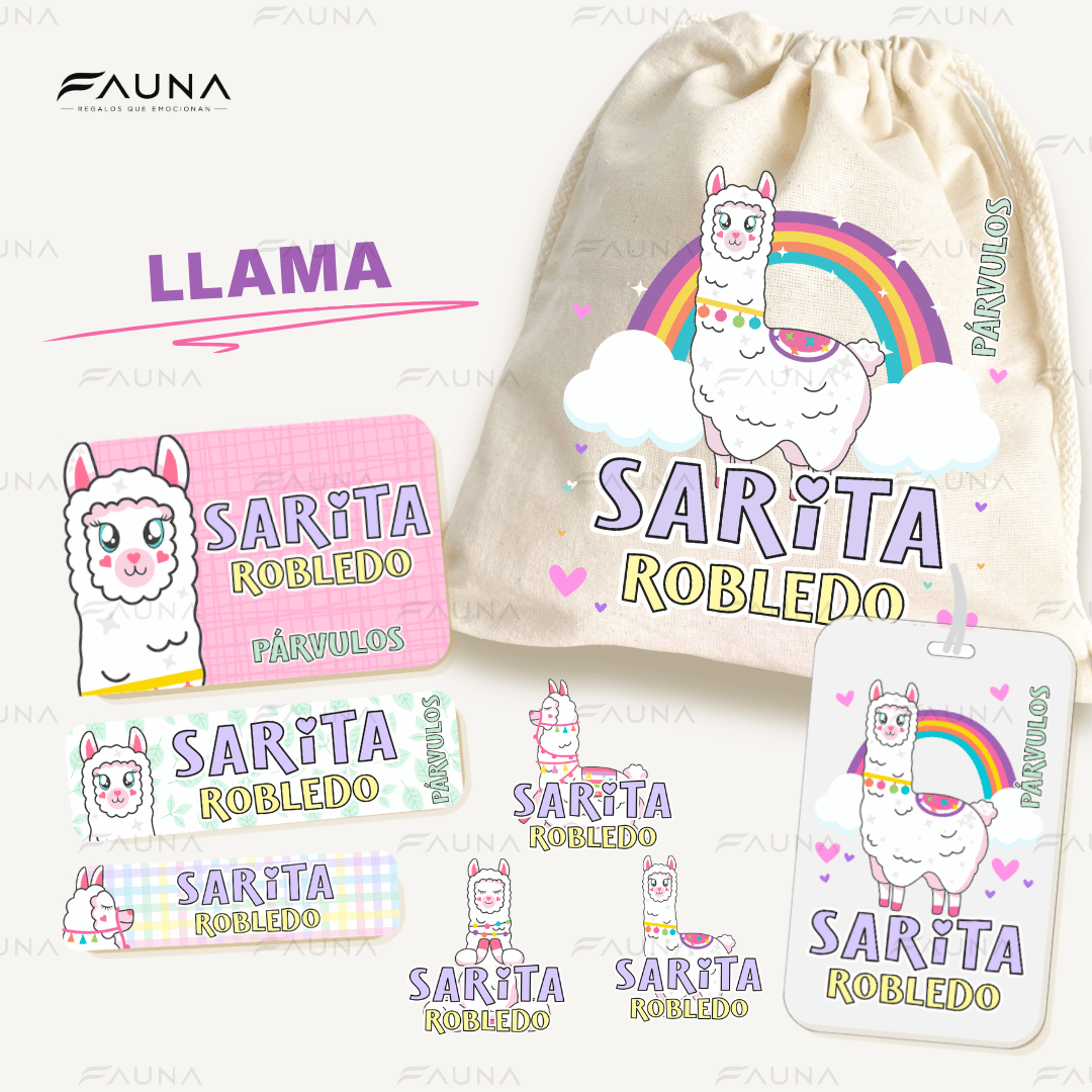 Llama 🦙 - Etiquetas Escolares Premium Personalizadas