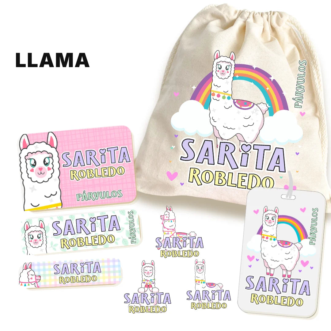 Llama – Etiquetas Escolares Personalizadas