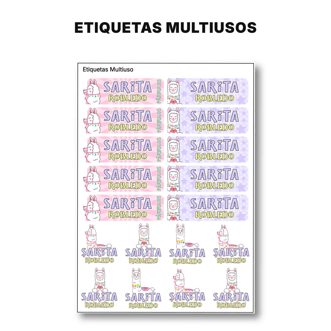Llama – Etiquetas Escolares Personalizadas