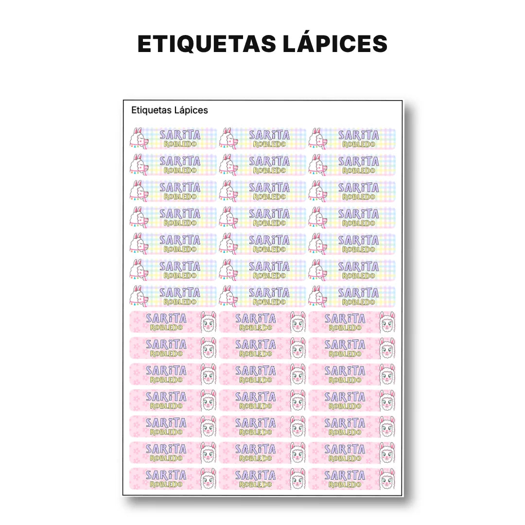 Llama – Etiquetas Escolares Personalizadas