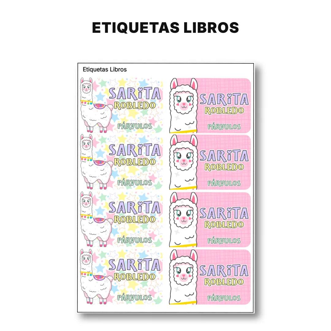 Llama – Etiquetas Escolares Personalizadas
