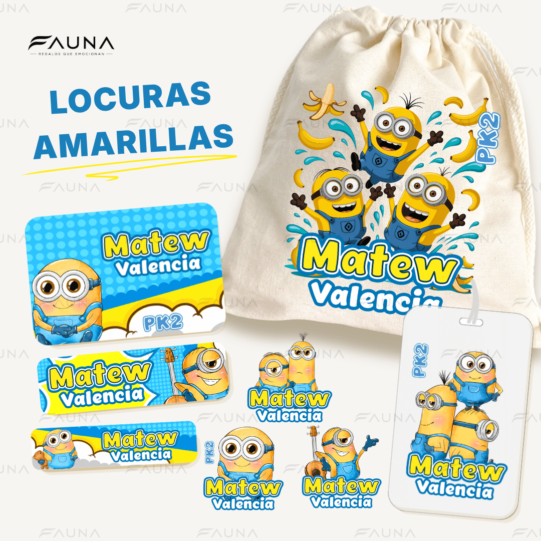 Locuras Amarillas – Etiquetas Escolares Personalizadas