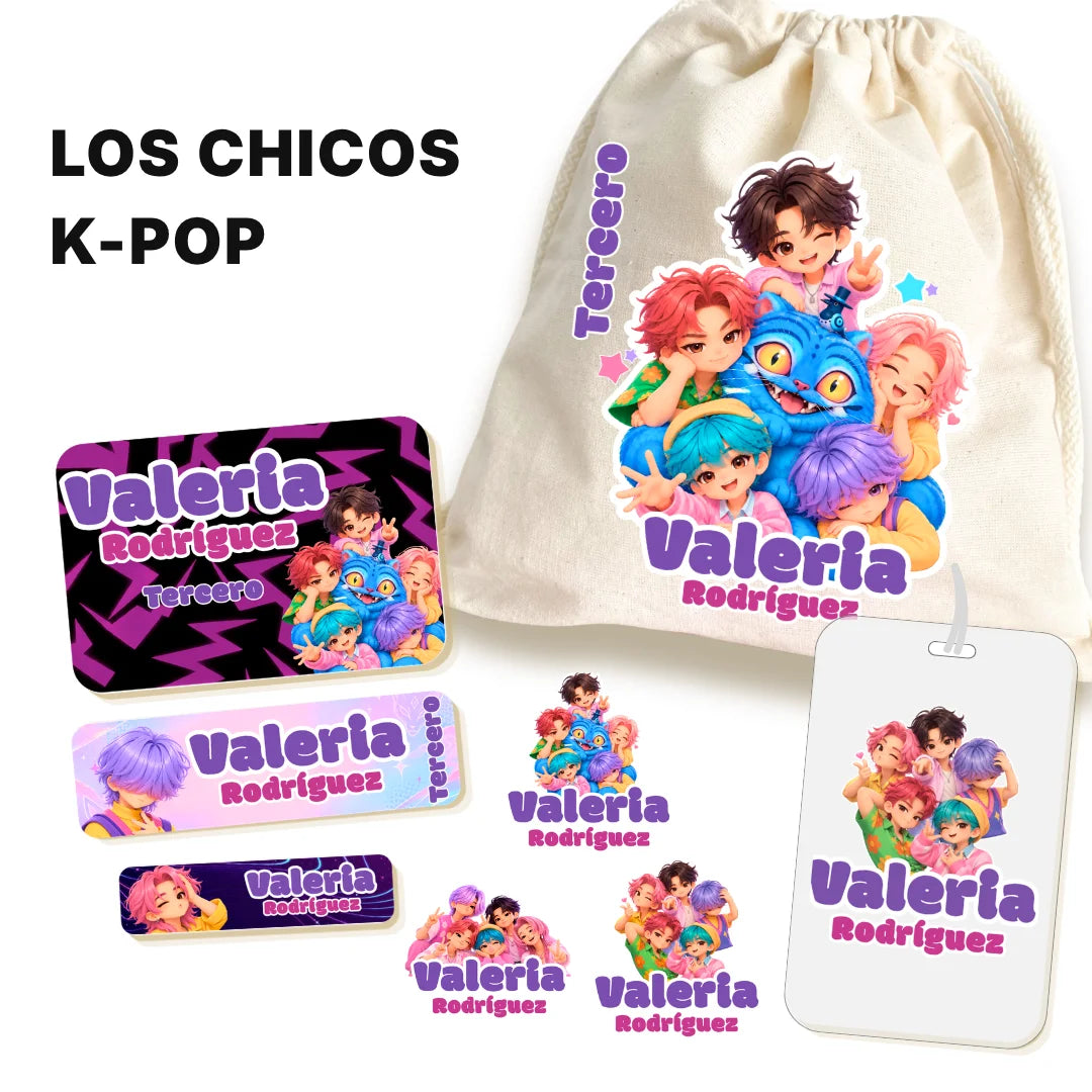 Los Chicos K-pop – Etiquetas Escolares Personalizadas