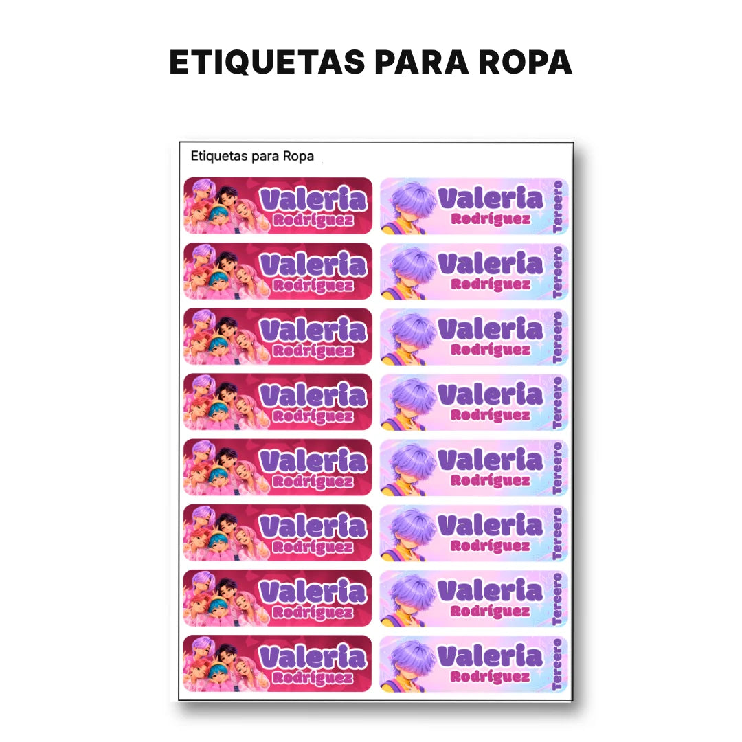Los Chicos K-pop – Etiquetas Escolares Personalizadas