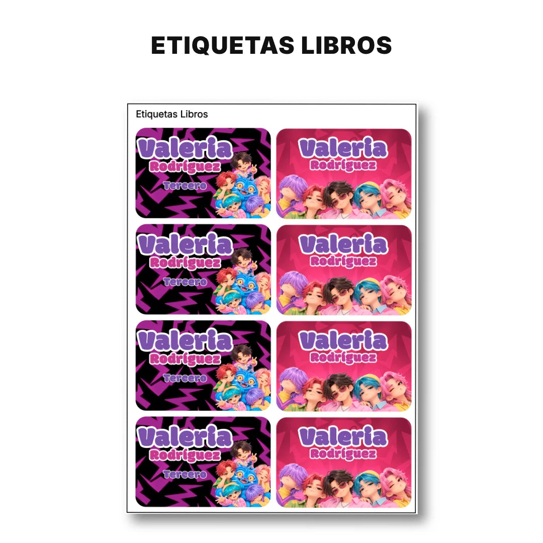 Los Chicos K-pop – Etiquetas Escolares Personalizadas