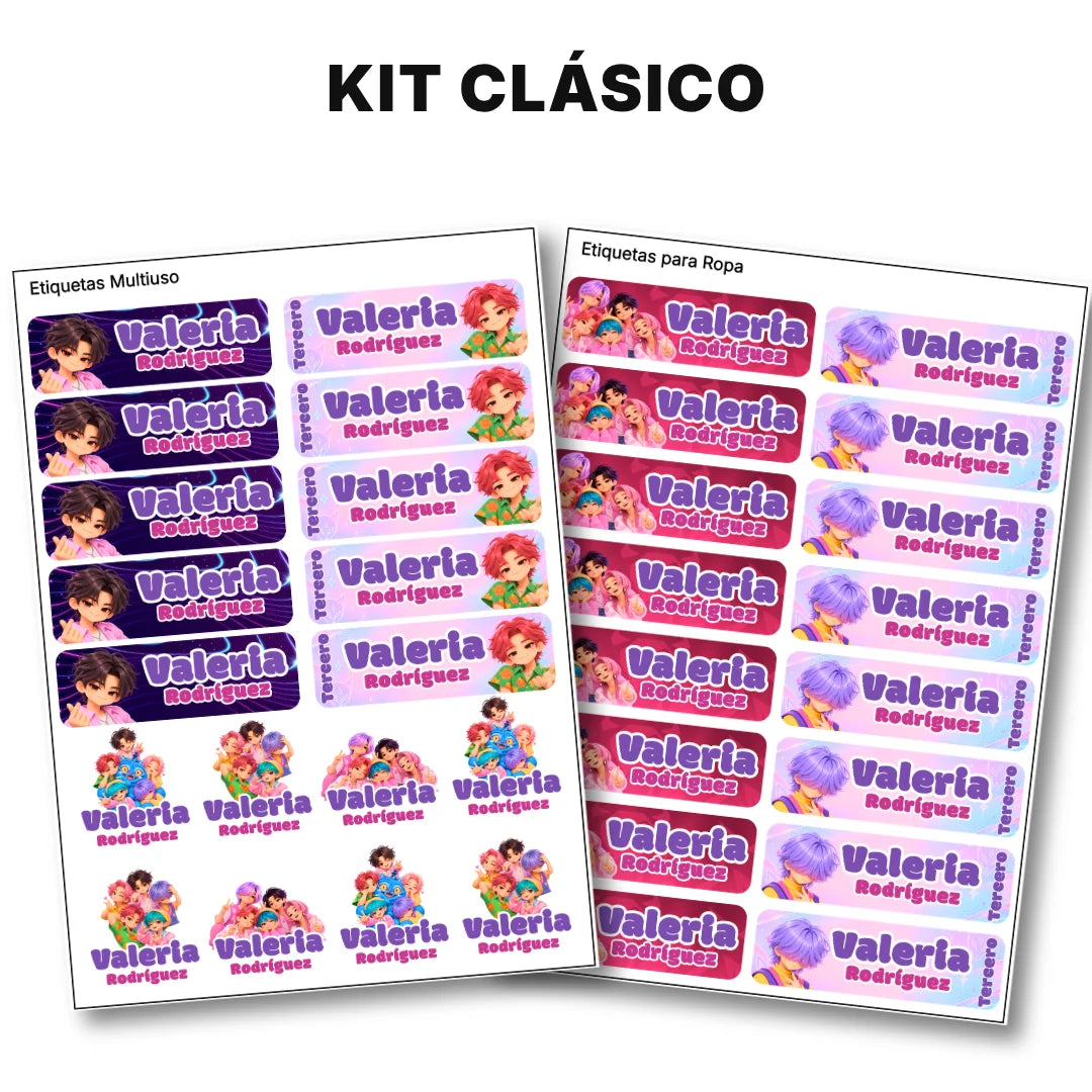 Los Chicos K-pop – Etiquetas Escolares Personalizadas