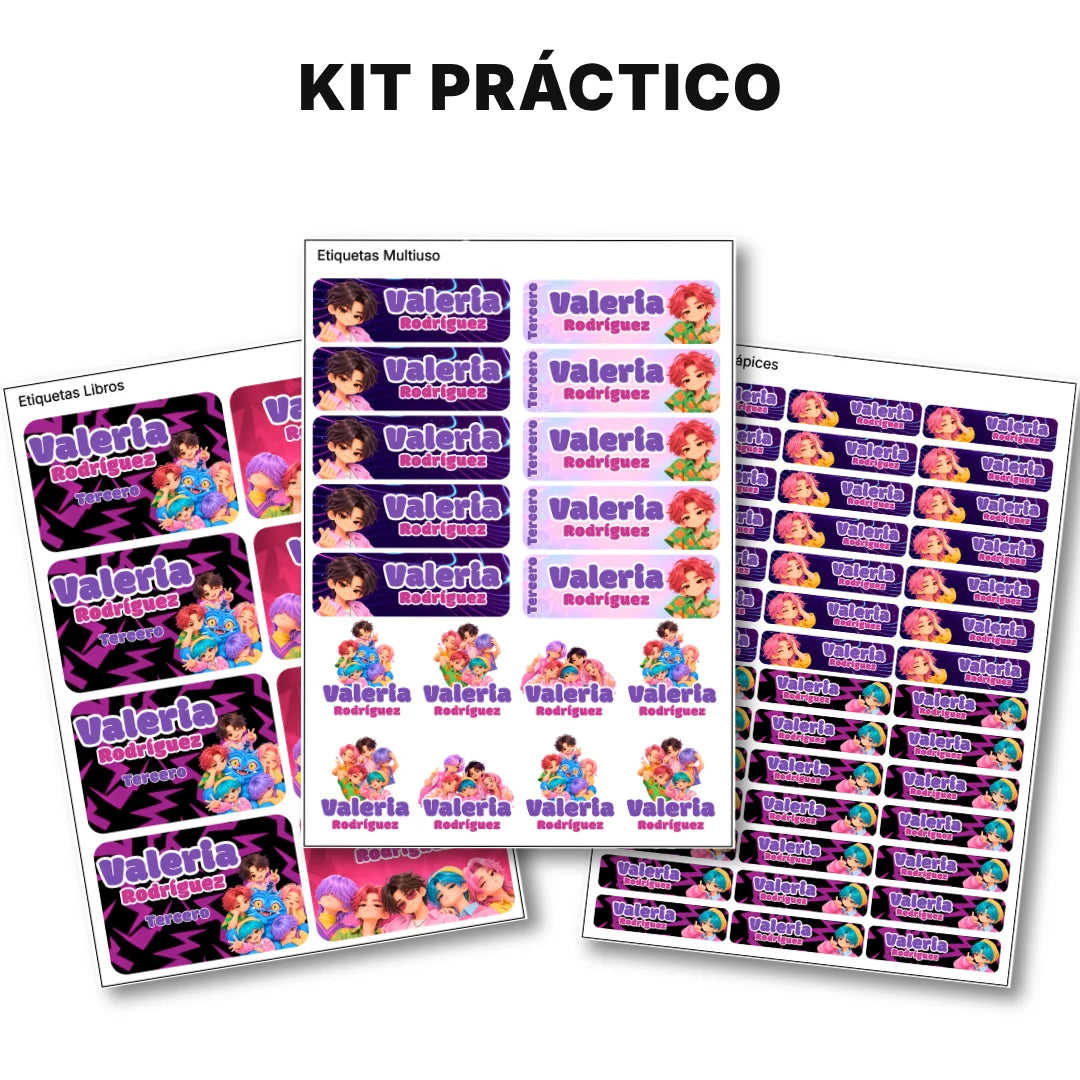 Los Chicos K-pop – Etiquetas Escolares Personalizadas