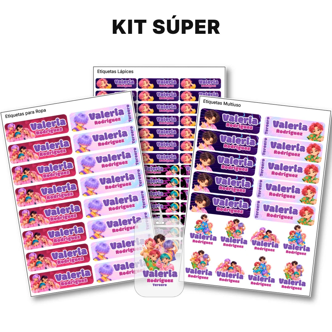 Los Chicos K-pop – Etiquetas Escolares Personalizadas