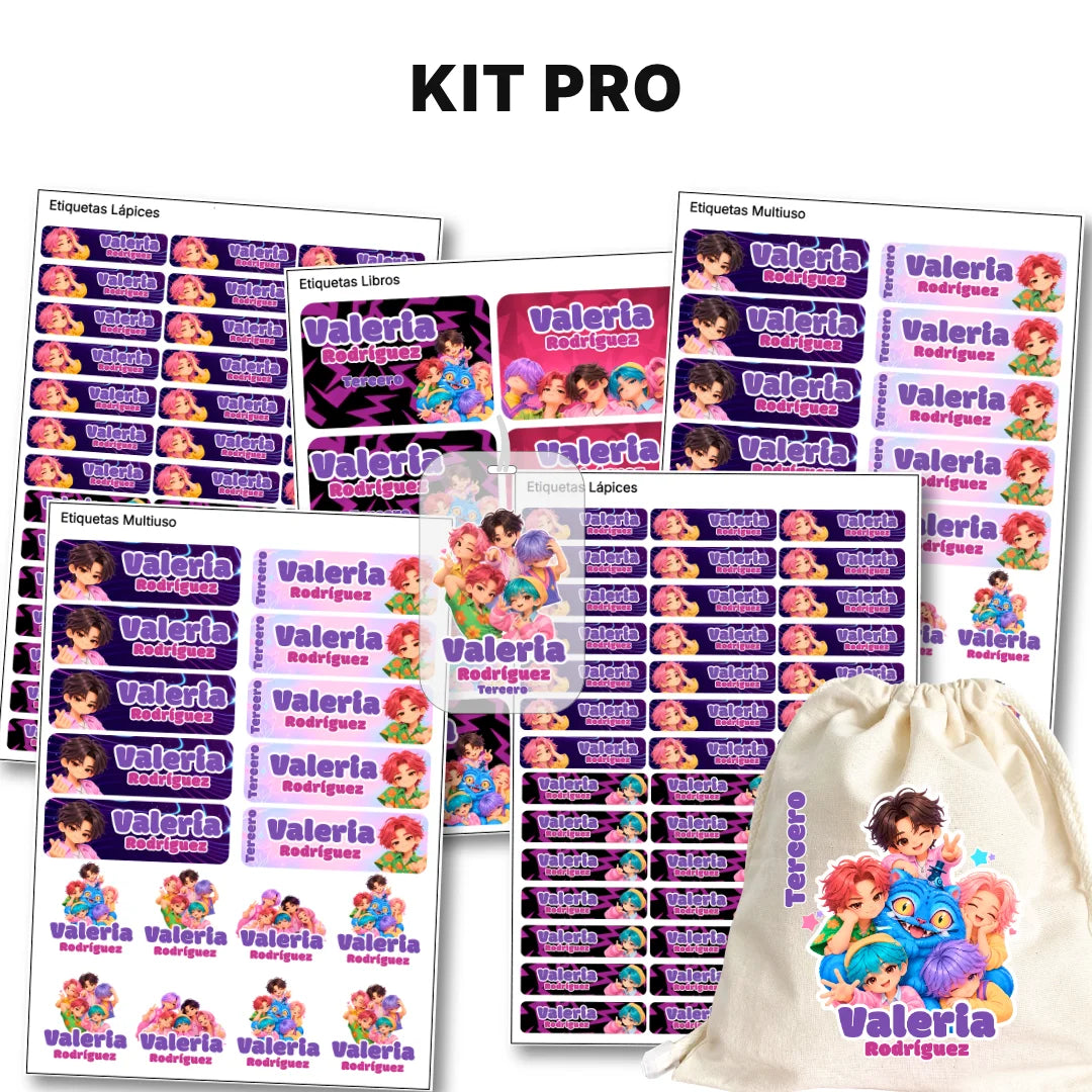 Los Chicos K-pop – Etiquetas Escolares Personalizadas