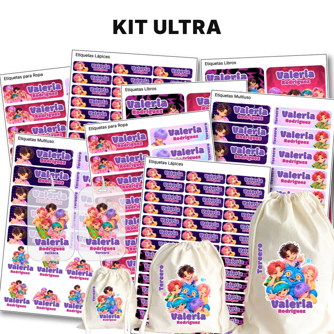 Los Chicos K-pop – Etiquetas Escolares Personalizadas