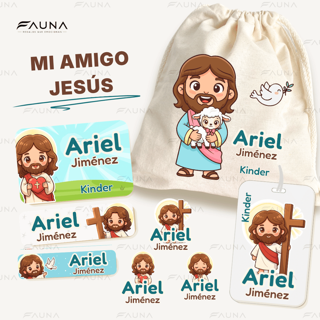 Mi Amigo Jesús 🙏 - Etiquetas Escolares Premium Personalizadas