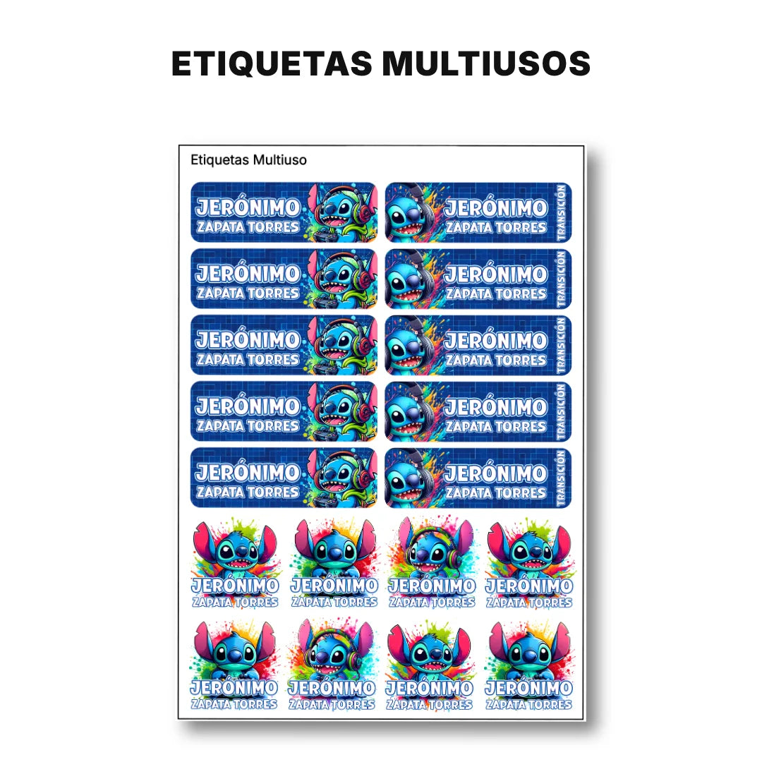 Monstruito Azul – Etiquetas Escolares Personalizadas