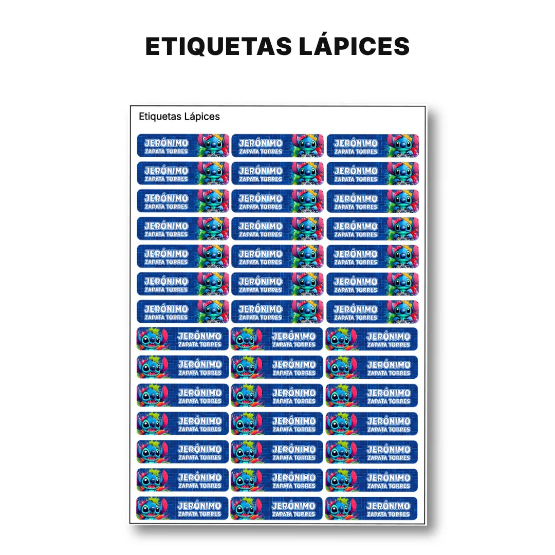 Monstruito Azul – Etiquetas Escolares Personalizadas