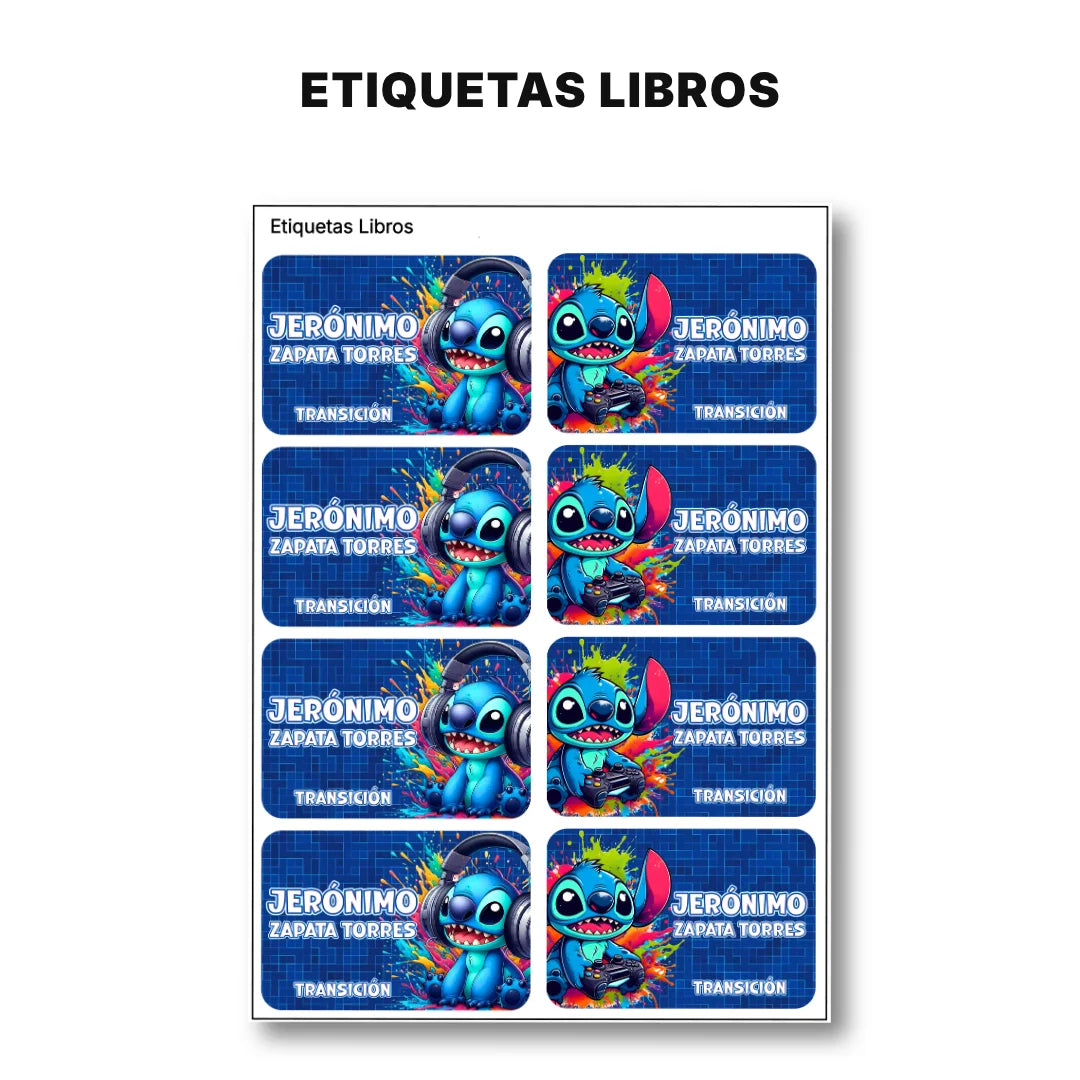 Monstruito Azul – Etiquetas Escolares Personalizadas