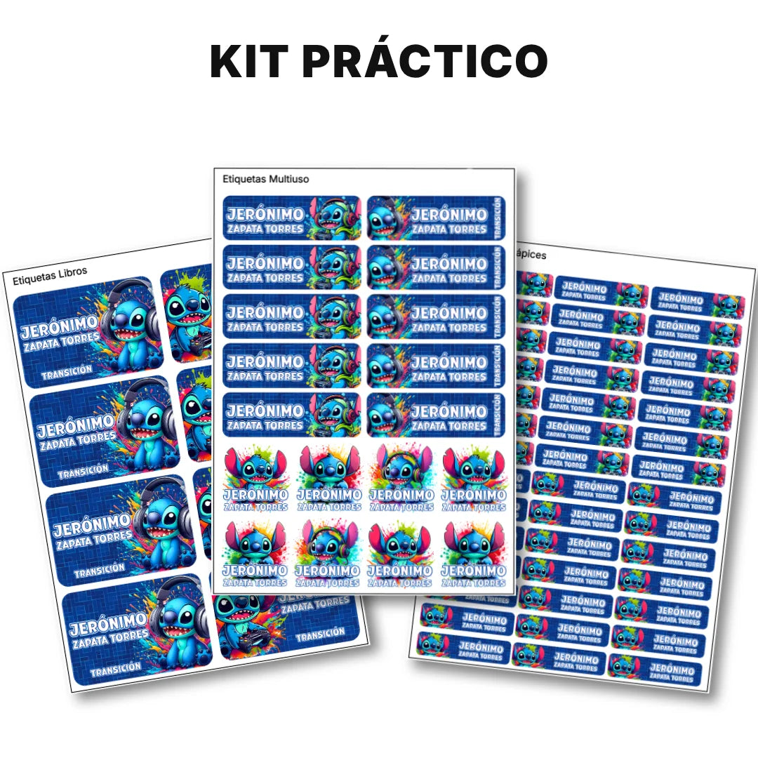 Monstruito Azul – Etiquetas Escolares Personalizadas