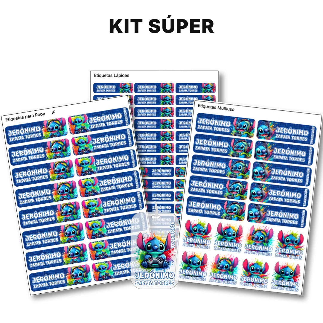 Monstruito Azul – Etiquetas Escolares Personalizadas