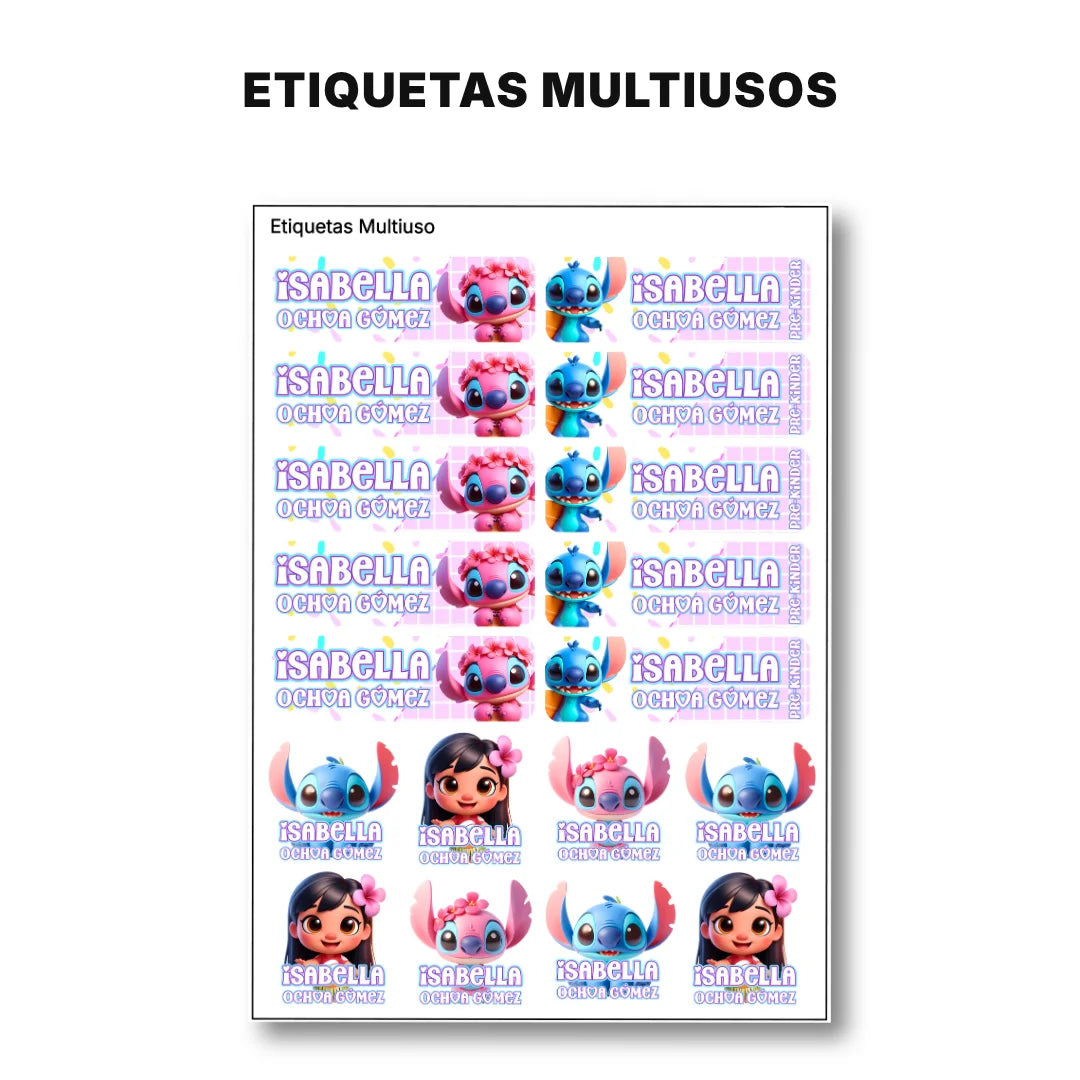 Monstruito Rosa – Etiquetas Escolares Personalizadas