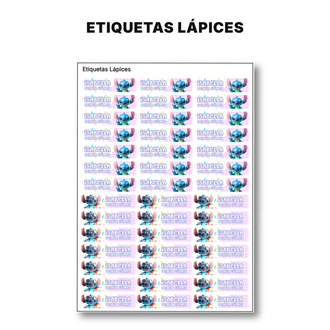 Monstruito Rosa – Etiquetas Escolares Personalizadas