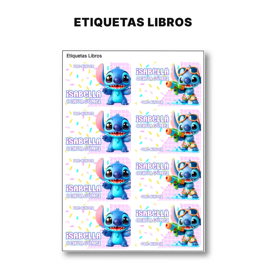Monstruito Rosa – Etiquetas Escolares Personalizadas