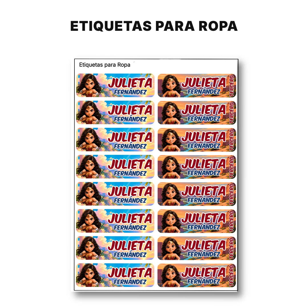Mujer Invensible  – Etiquetas Escolares Personalizadas