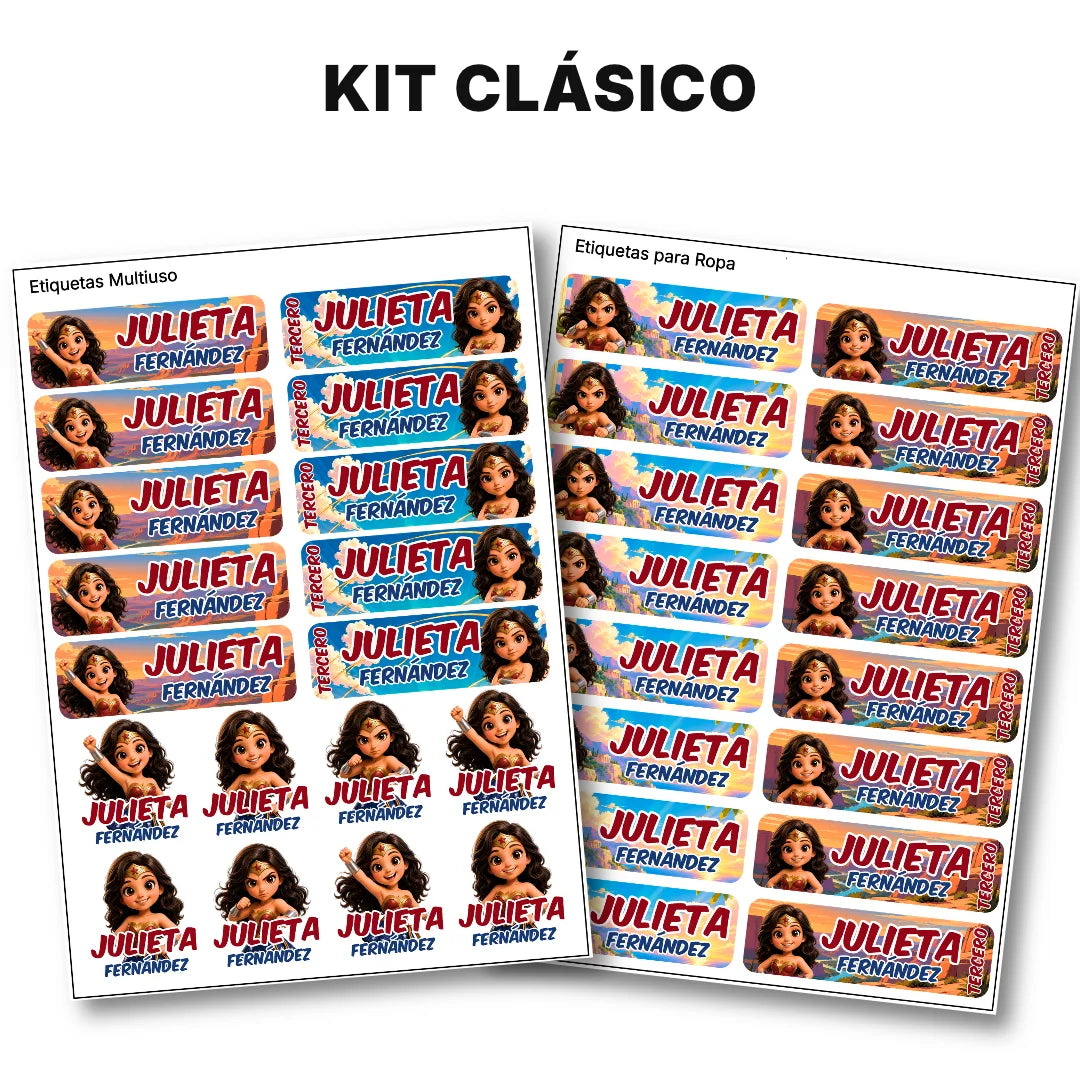 Mujer Invensible  – Etiquetas Escolares Personalizadas