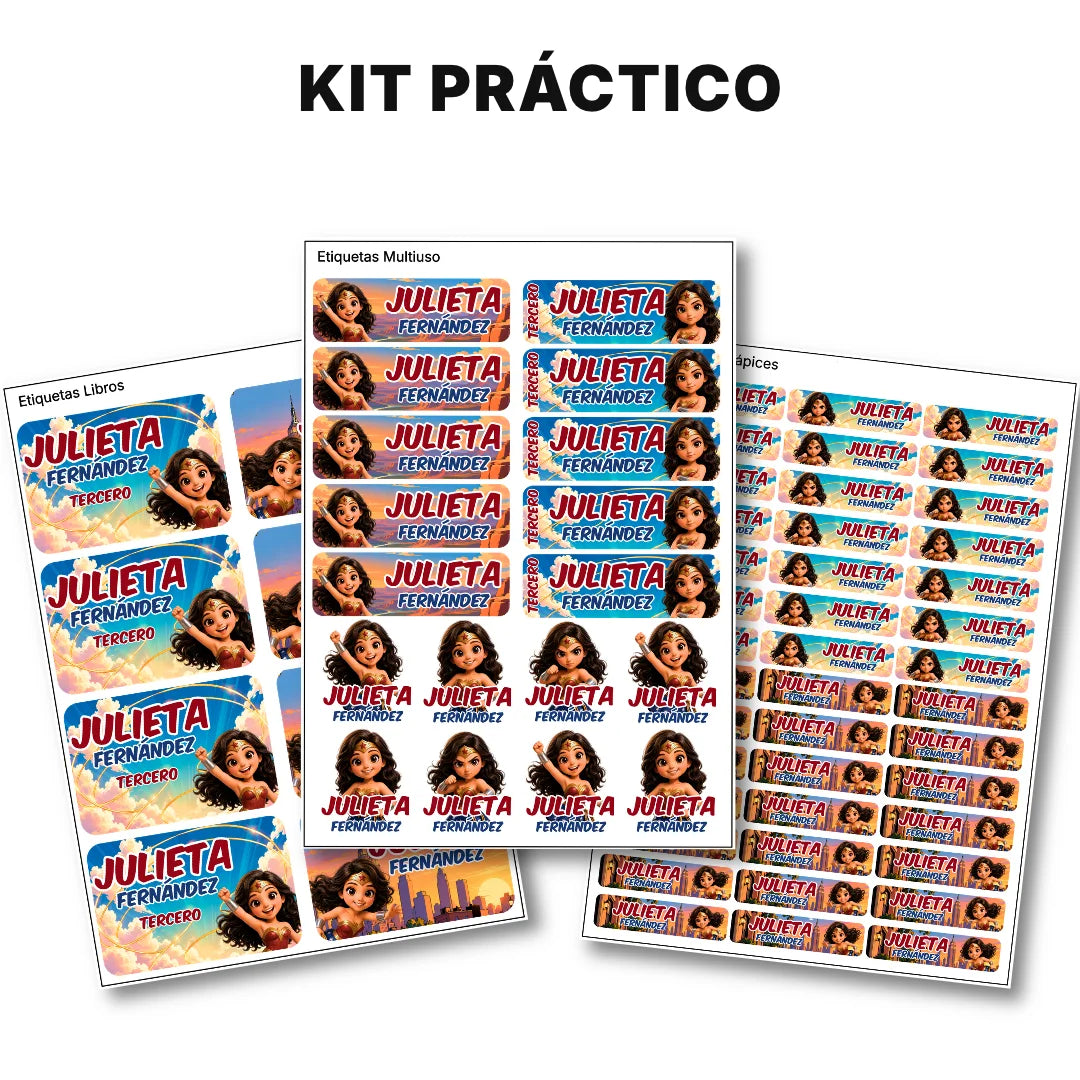 Mujer Invensible  – Etiquetas Escolares Personalizadas