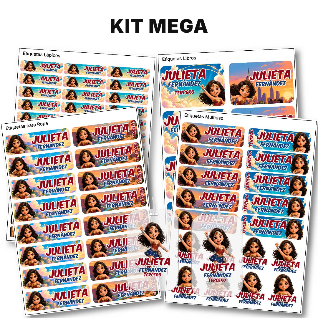Mujer Invensible  – Etiquetas Escolares Personalizadas