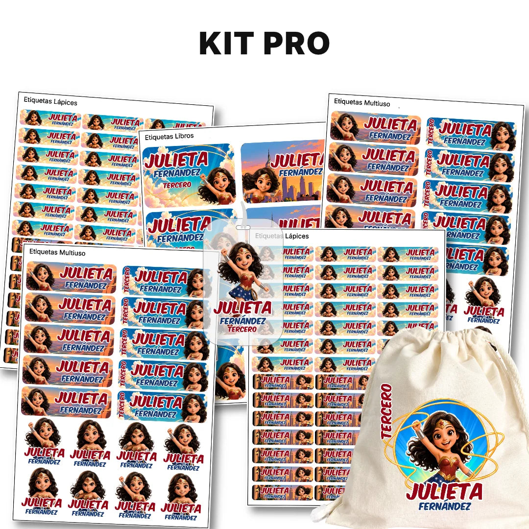 Mujer Invensible  – Etiquetas Escolares Personalizadas