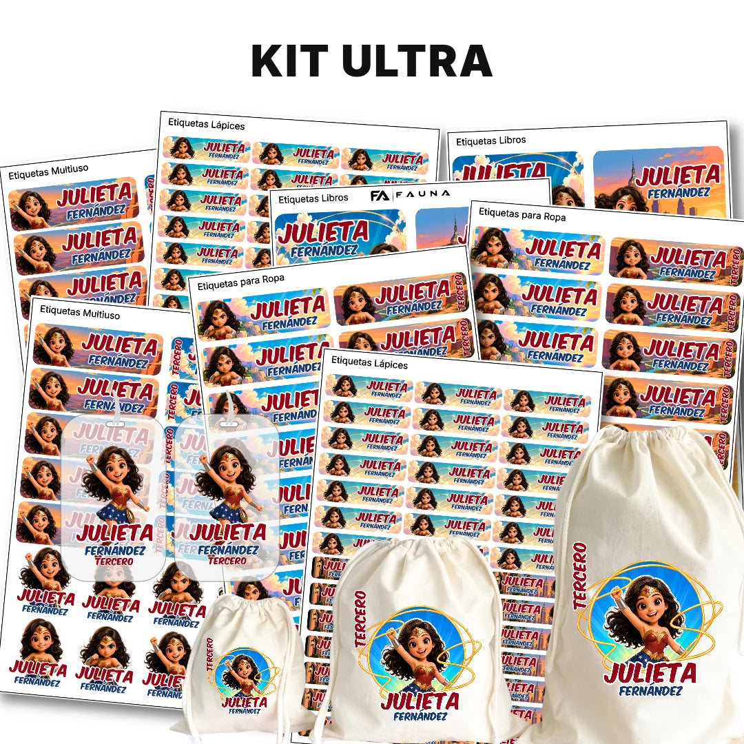 Mujer Invensible  – Etiquetas Escolares Personalizadas