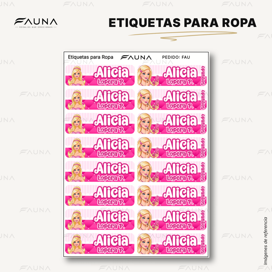 Muñeca Glam 🩷 - Etiquetas Escolares Premium Personalizadas