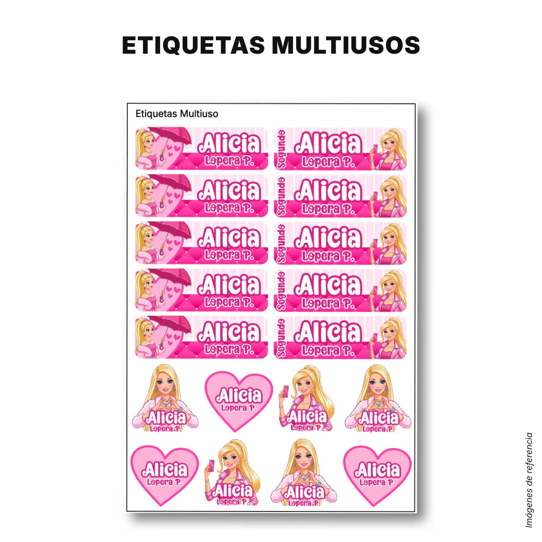 Muñeca Glam – Etiquetas Escolares Personalizadas