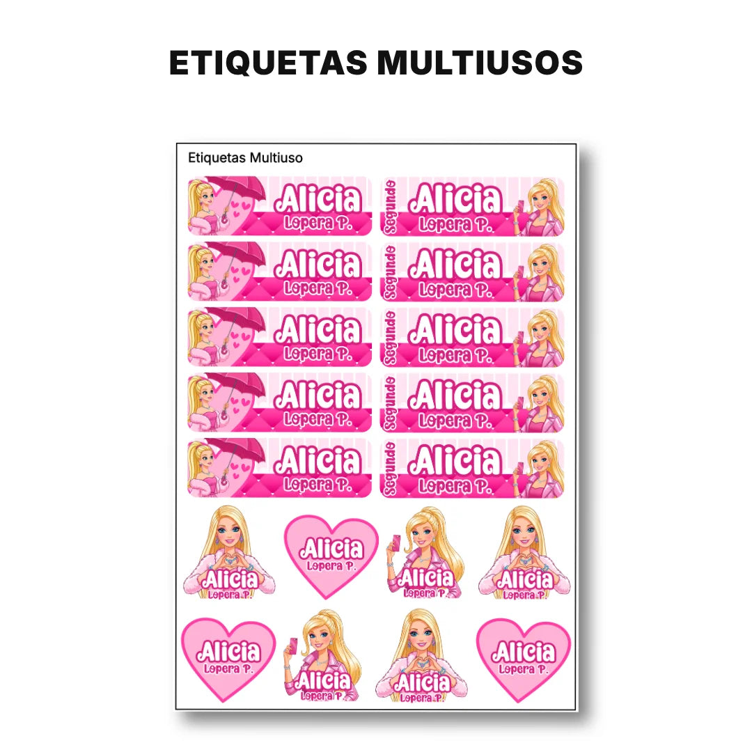 Muñeca Glam – Etiquetas Escolares Personalizadas