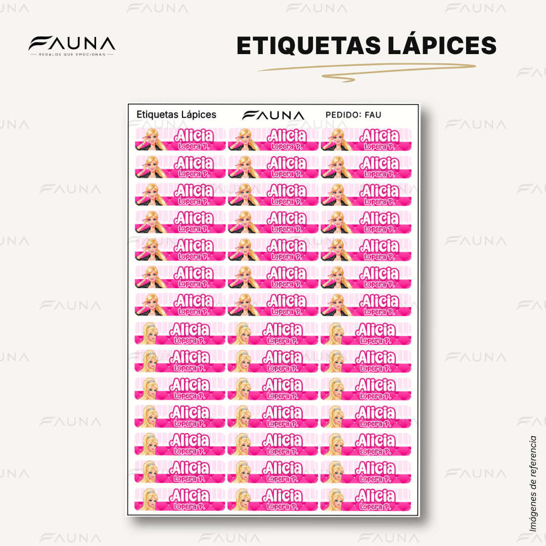 Muñeca Glam 🩷 - Etiquetas Escolares Premium Personalizadas