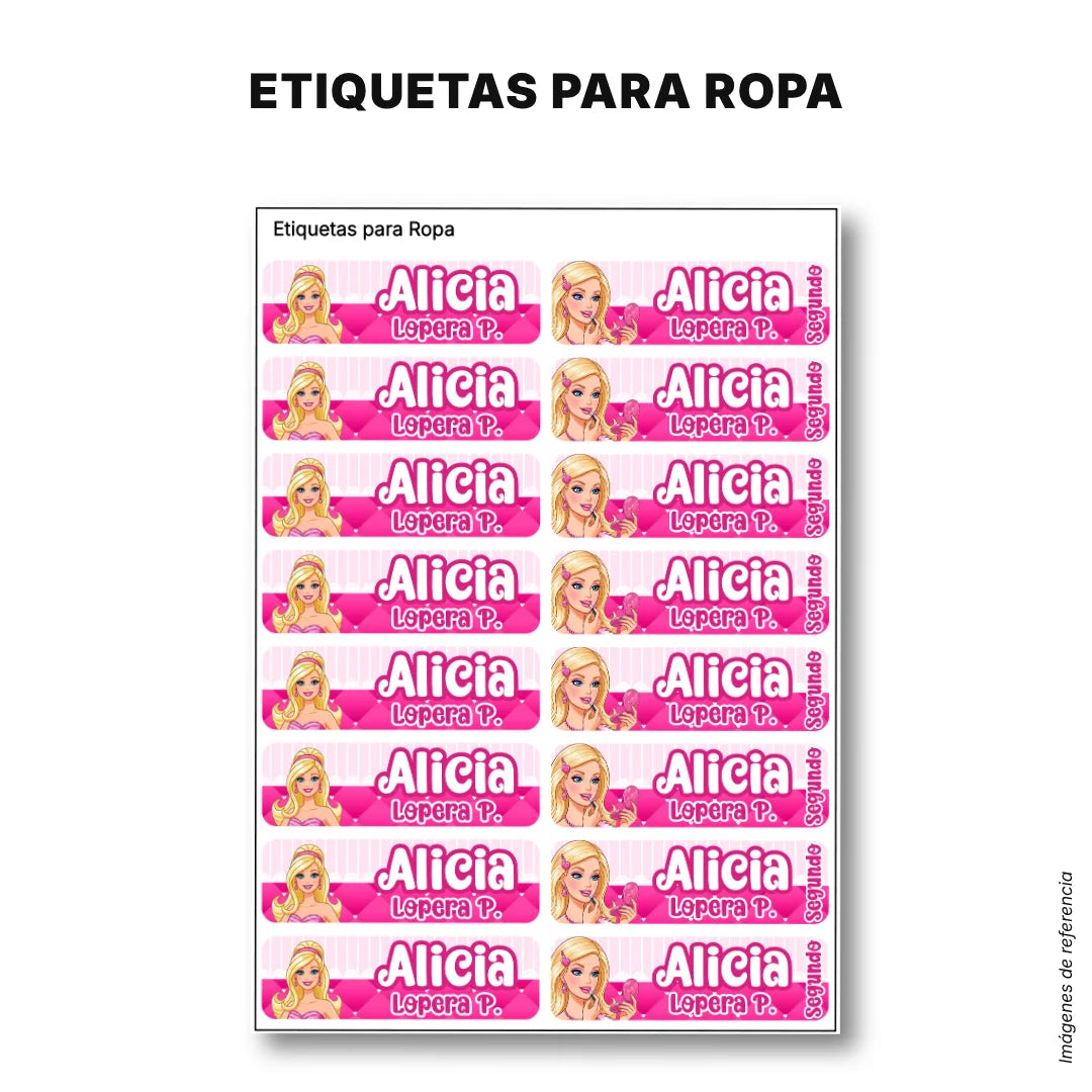 Muñeca Glam – Etiquetas Escolares Personalizadas
