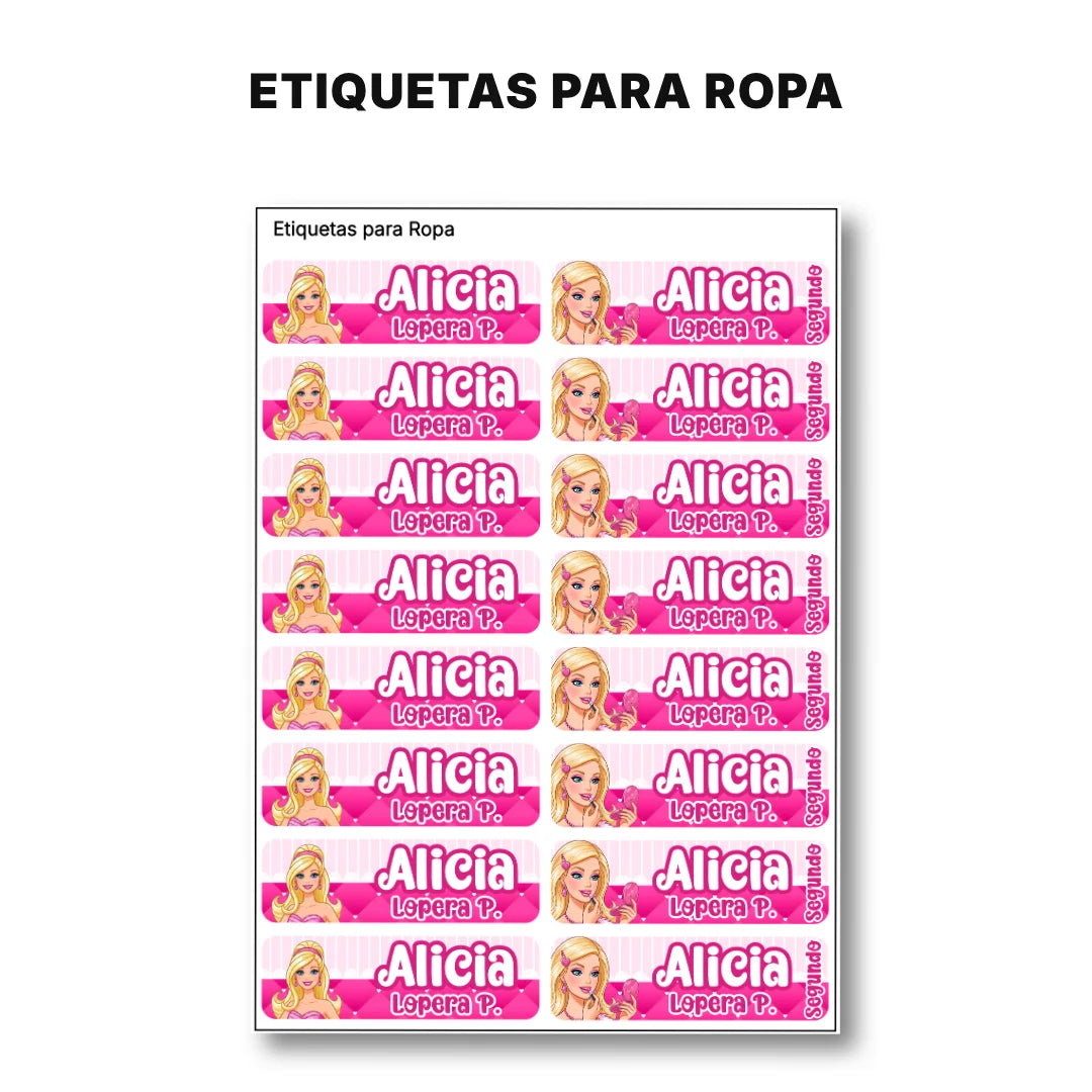 Muñeca Glam – Etiquetas Escolares Personalizadas